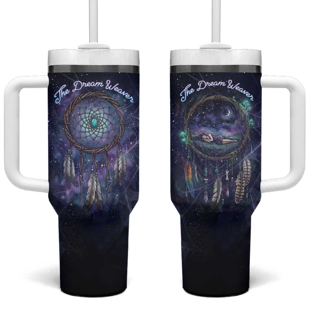 Dreamcatcher Native American Tumbler With Handle Feathers and Starry Night Sky The Dream Weaver Theme - Wonder Print Shop