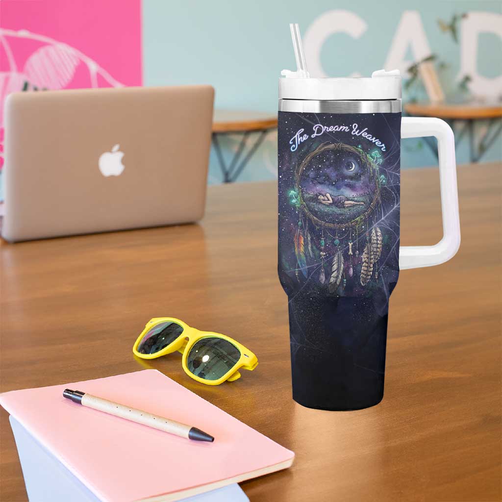Dreamcatcher Native American Tumbler With Handle Feathers and Starry Night Sky The Dream Weaver Theme - Wonder Print Shop