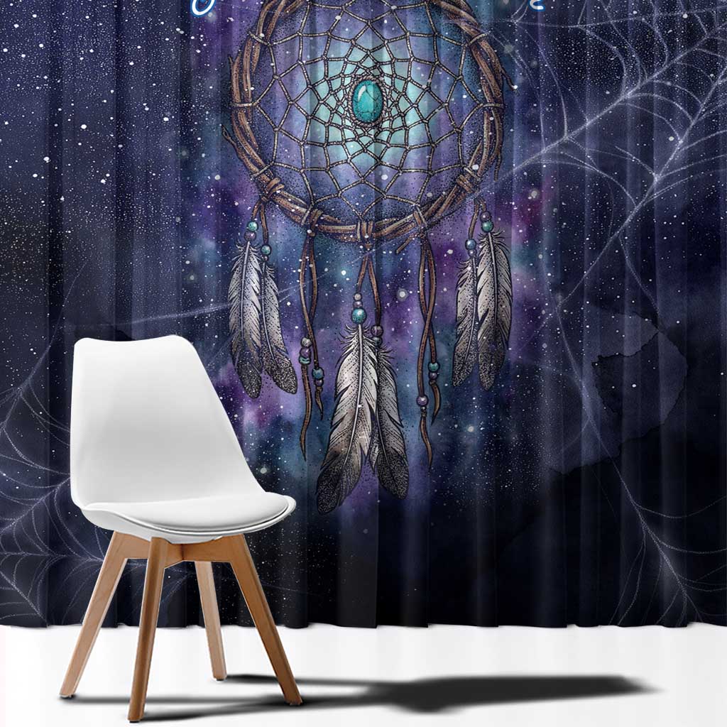 Dreamcatcher Native American Window Curtain Feathers and Starry Night Sky The Dream Weaver Theme - Wonder Print Shop