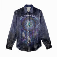 Dreamcatcher Native American Women Casual Shirt Feathers and Starry Night Sky The Dream Weaver Theme - Wonder Print Shop