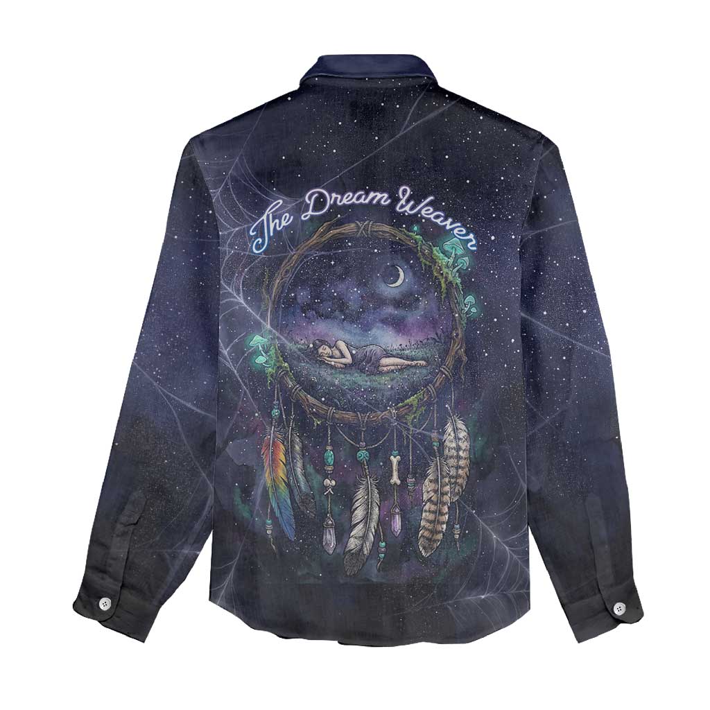 Dreamcatcher Native American Women Casual Shirt Feathers and Starry Night Sky The Dream Weaver Theme - Wonder Print Shop