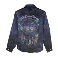 Dreamcatcher Native American Women Casual Shirt Feathers and Starry Night Sky The Dream Weaver Theme - Wonder Print Shop