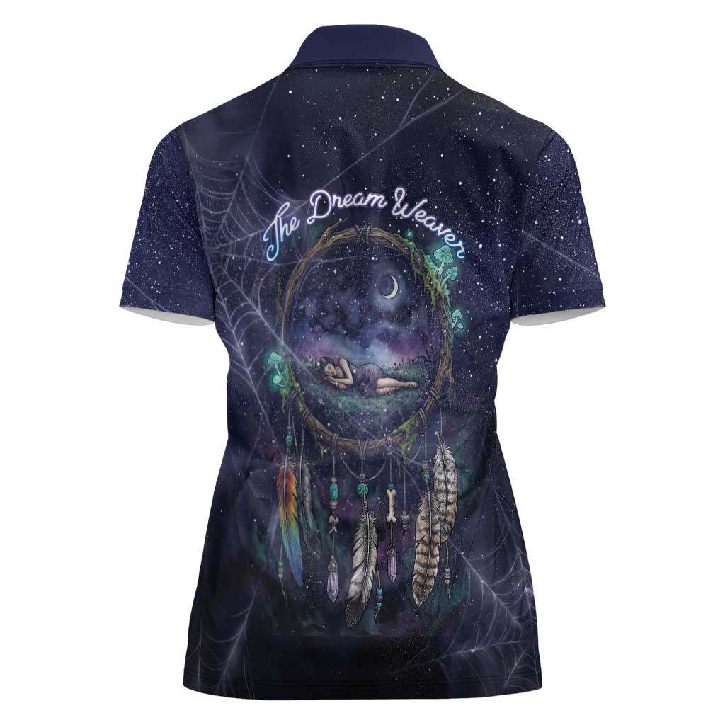 Dreamcatcher Native American Women Polo Shirt Feathers and Starry Night Sky The Dream Weaver Theme - Wonder Print Shop