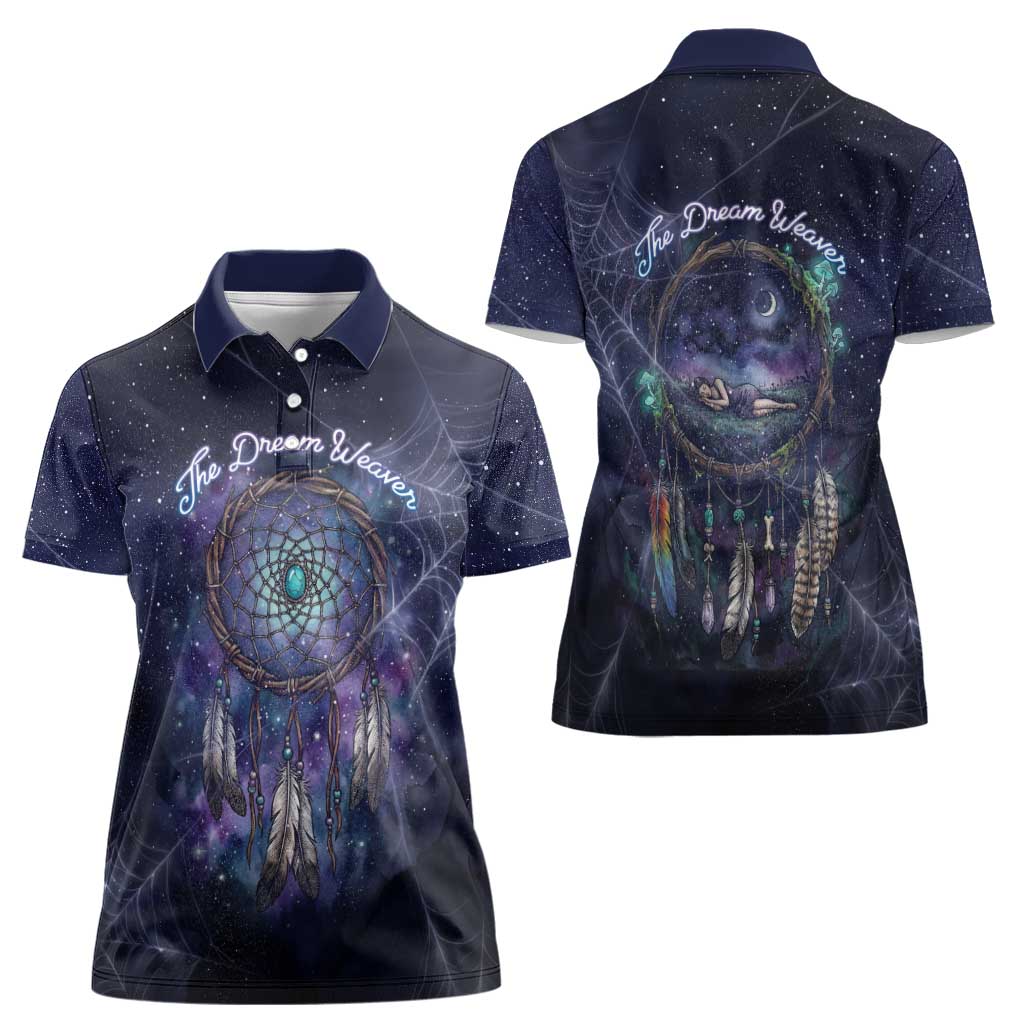 Dreamcatcher Native American Women Polo Shirt Feathers and Starry Night Sky The Dream Weaver Theme - Wonder Print Shop