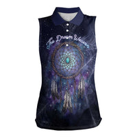 Dreamcatcher Native American Women Sleeveless Polo Shirt Feathers and Starry Night Sky The Dream Weaver Theme - Wonder Print Shop