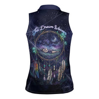 Dreamcatcher Native American Women Sleeveless Polo Shirt Feathers and Starry Night Sky The Dream Weaver Theme - Wonder Print Shop