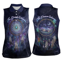 Dreamcatcher Native American Women Sleeveless Polo Shirt Feathers and Starry Night Sky The Dream Weaver Theme - Wonder Print Shop