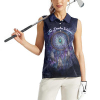 Dreamcatcher Native American Women Sleeveless Polo Shirt Feathers and Starry Night Sky The Dream Weaver Theme - Wonder Print Shop