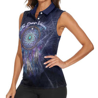 Dreamcatcher Native American Women Sleeveless Polo Shirt Feathers and Starry Night Sky The Dream Weaver Theme - Wonder Print Shop