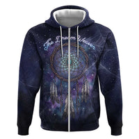 Dreamcatcher Native American Zip Hoodie Feathers and Starry Night Sky The Dream Weaver Theme - Wonder Print Shop