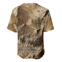 Buffalo Skull Native American Baseball Jersey Tribal Symbols and Mountain Scene Great Herd and Plains Guardians - Wonder Print Shop