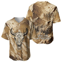 Buffalo Skull Native American Baseball Jersey Tribal Symbols and Mountain Scene Great Herd and Plains Guardians - Wonder Print Shop