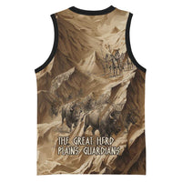 Buffalo Skull Native American Basketball Jersey Tribal Symbols and Mountain Scene Great Herd and Plains Guardians - Wonder Print Shop