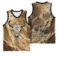 Buffalo Skull Native American Basketball Jersey Tribal Symbols and Mountain Scene Great Herd and Plains Guardians - Wonder Print Shop