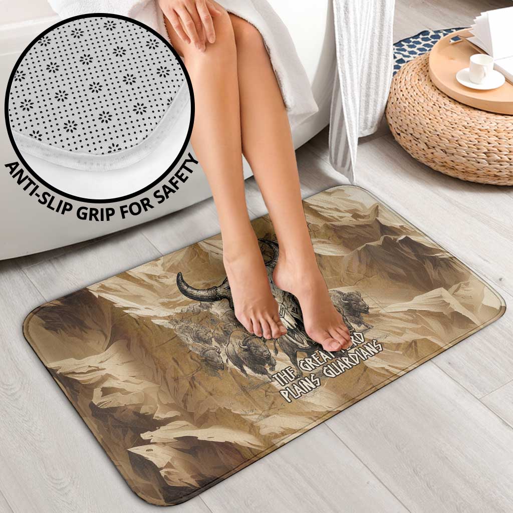 Buffalo Skull Native American Bathroom Set Tribal Symbols and Mountain Scene Great Herd and Plains Guardians - Wonder Print Shop
