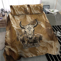 Buffalo Skull Native American Bedding Set Tribal Symbols and Mountain Scene Great Herd and Plains Guardians - Wonder Print Shop