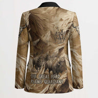 Buffalo Skull Native American Blazer Tribal Symbols and Mountain Scene Great Herd and Plains Guardians - Wonder Print Shop