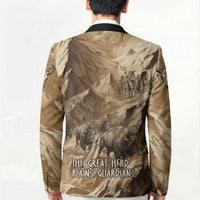 Buffalo Skull Native American Blazer Tribal Symbols and Mountain Scene Great Herd and Plains Guardians - Wonder Print Shop