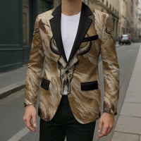 Buffalo Skull Native American Blazer Tribal Symbols and Mountain Scene Great Herd and Plains Guardians - Wonder Print Shop