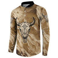 Buffalo Skull Native American Button Sweatshirt Tribal Symbols and Mountain Scene Great Herd and Plains Guardians - Wonder Print Shop