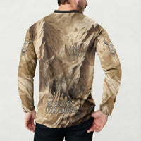 Buffalo Skull Native American Button Sweatshirt Tribal Symbols and Mountain Scene Great Herd and Plains Guardians - Wonder Print Shop