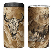 Buffalo Skull Native American 4 in 1 Can Cooler Tumbler Tribal Symbols and Mountain Scene Great Herd and Plains Guardians - Wonder Print Shop