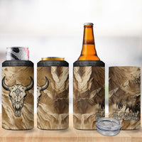 Buffalo Skull Native American 4 in 1 Can Cooler Tumbler Tribal Symbols and Mountain Scene Great Herd and Plains Guardians - Wonder Print Shop