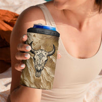 Buffalo Skull Native American 4 in 1 Can Cooler Tumbler Tribal Symbols and Mountain Scene Great Herd and Plains Guardians - Wonder Print Shop