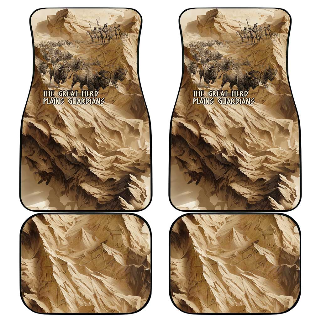 Buffalo Skull Native American Car Mats Tribal Symbols and Mountain Scene Great Herd and Plains Guardians - Wonder Print Shop