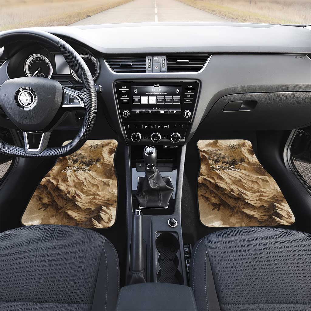 Buffalo Skull Native American Car Mats Tribal Symbols and Mountain Scene Great Herd and Plains Guardians - Wonder Print Shop