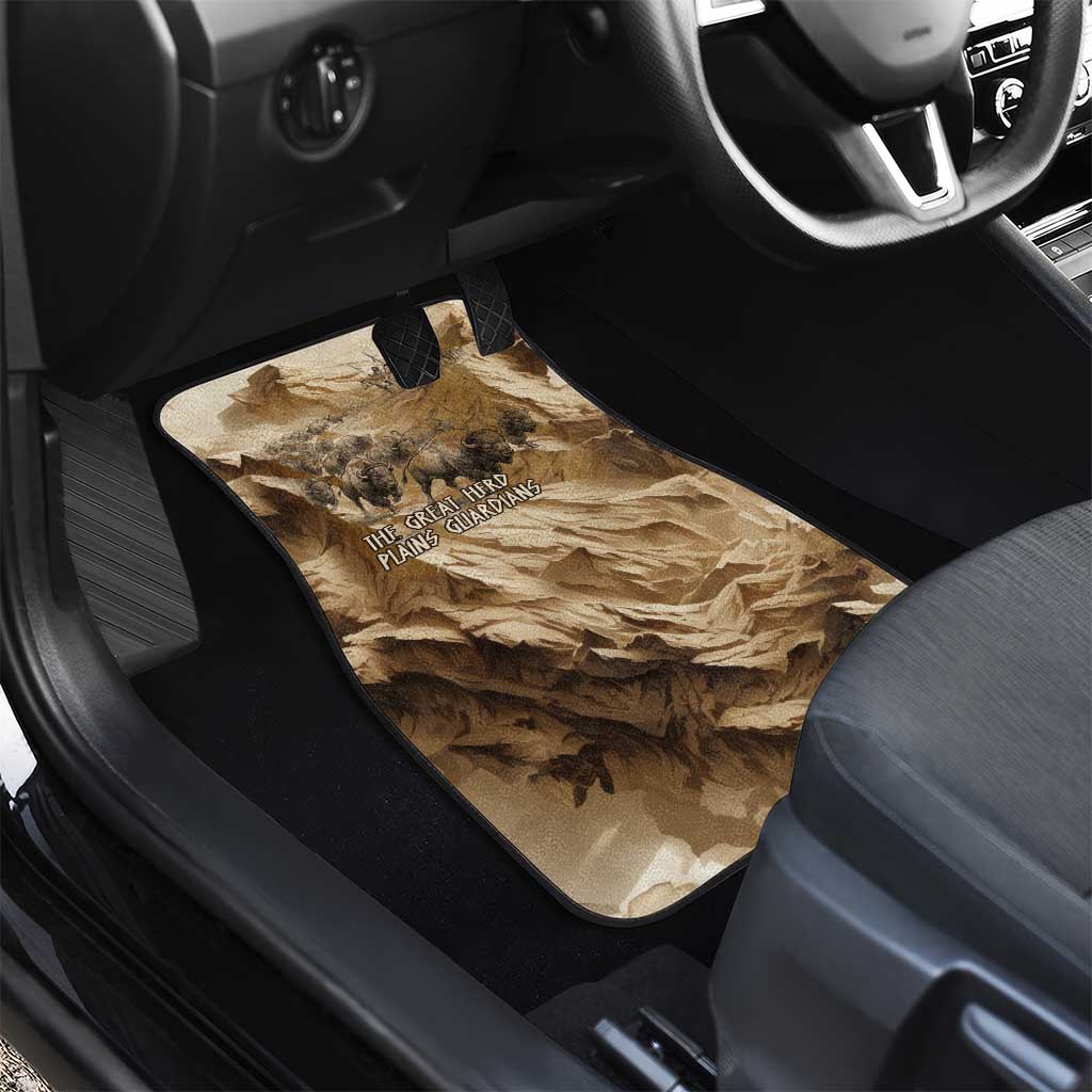 Buffalo Skull Native American Car Mats Tribal Symbols and Mountain Scene Great Herd and Plains Guardians - Wonder Print Shop