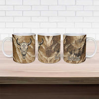 Buffalo Skull Native American Ceramic Mug Tribal Symbols and Mountain Scene Great Herd and Plains Guardians - Wonder Print Shop