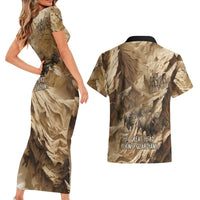 Buffalo Skull Native American Couples Matching Short Sleeve Bodycon Dress and Hawaiian Shirt Tribal Symbols and Mountain Scene Great Herd and Plains Guardians - Wonder Print Shop