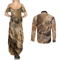 Buffalo Skull Native American Couples Matching Summer Maxi Dress and Long Sleeve Button Shirt Tribal Symbols and Mountain Scene Great Herd and Plains Guardians - Wonder Print Shop