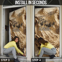 Buffalo Skull Native American Door Cover Tribal Symbols and Mountain Scene Great Herd and Plains Guardians - Wonder Print Shop