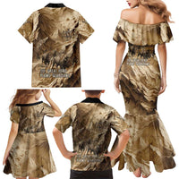 Buffalo Skull Native American Family Matching Mermaid Dress and Hawaiian Shirt Tribal Symbols and Mountain Scene Great Herd and Plains Guardians - Wonder Print Shop