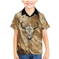Buffalo Skull Native American Family Matching Mermaid Dress and Hawaiian Shirt Tribal Symbols and Mountain Scene Great Herd and Plains Guardians - Wonder Print Shop