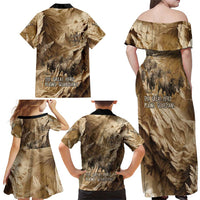 Buffalo Skull Native American Family Matching Off Shoulder Maxi Dress and Hawaiian Shirt Tribal Symbols and Mountain Scene Great Herd and Plains Guardians - Wonder Print Shop