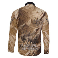 Buffalo Skull Native American Family Matching Off Shoulder Maxi Dress and Hawaiian Shirt Tribal Symbols and Mountain Scene Great Herd and Plains Guardians - Wonder Print Shop
