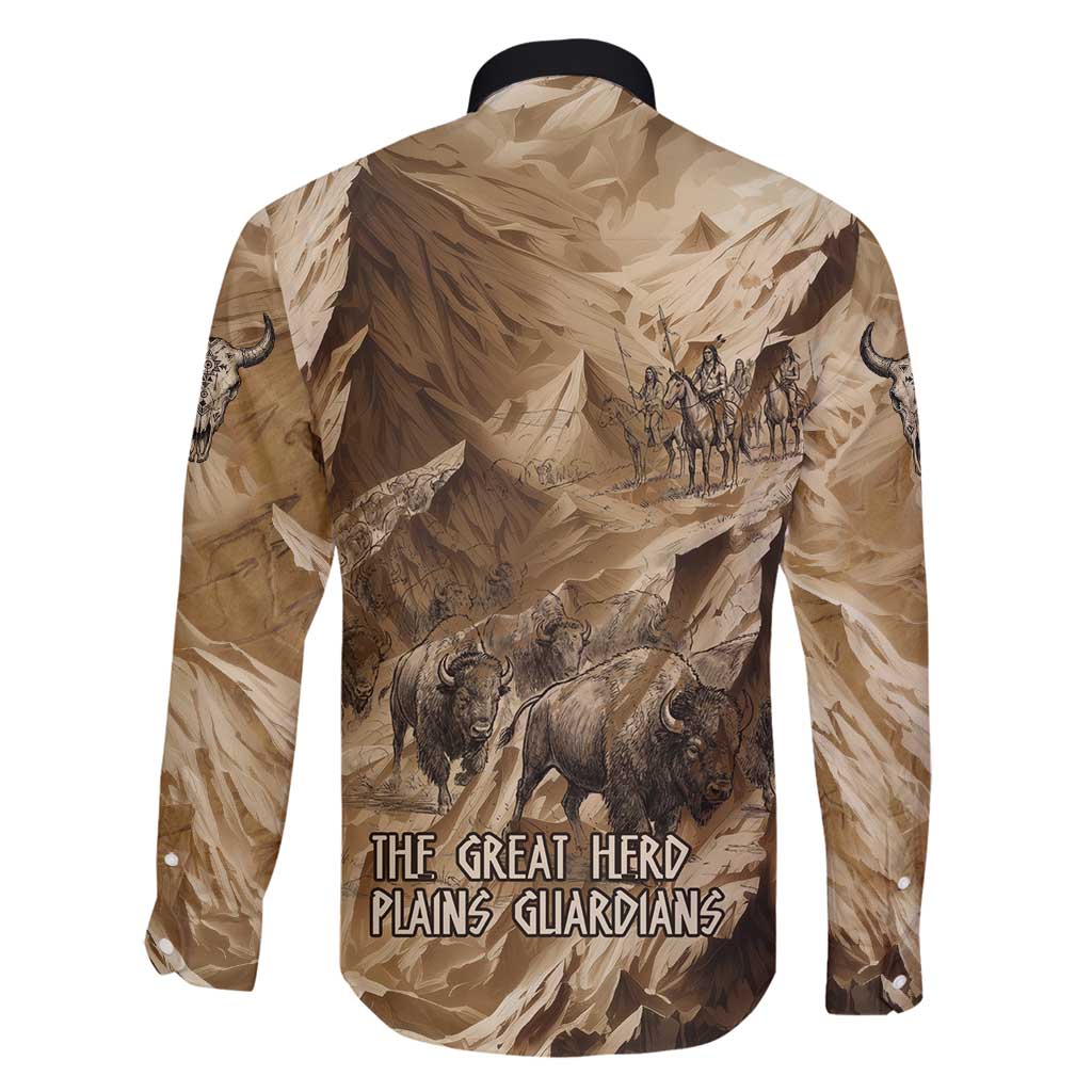 Buffalo Skull Native American Family Matching Off Shoulder Short Dress and Hawaiian Shirt Tribal Symbols and Mountain Scene Great Herd and Plains Guardians - Wonder Print Shop