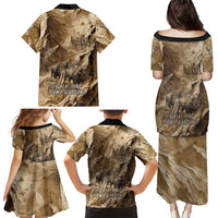 Buffalo Skull Native American Family Matching Puletasi and Hawaiian Shirt Tribal Symbols and Mountain Scene Great Herd and Plains Guardians - Wonder Print Shop