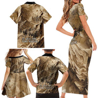 Buffalo Skull Native American Family Matching Short Sleeve Bodycon Dress and Hawaiian Shirt Tribal Symbols and Mountain Scene Great Herd and Plains Guardians - Wonder Print Shop