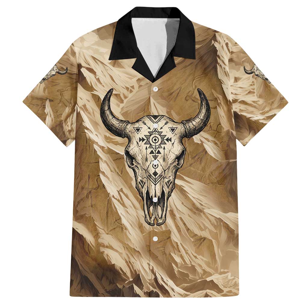 Buffalo Skull Native American Family Matching Summer Maxi Dress and Hawaiian Shirt Tribal Symbols and Mountain Scene Great Herd and Plains Guardians - Wonder Print Shop