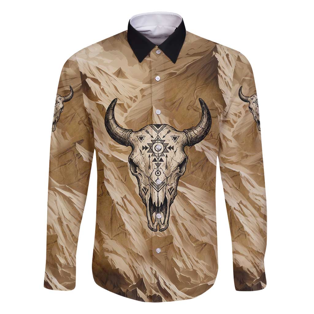 Buffalo Skull Native American Family Matching Tank Maxi Dress and Hawaiian Shirt Tribal Symbols and Mountain Scene Great Herd and Plains Guardians - Wonder Print Shop