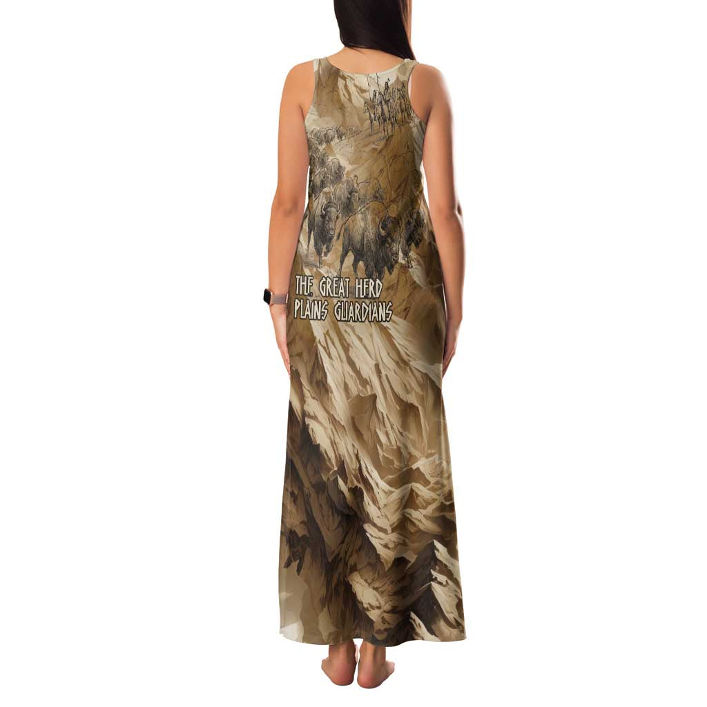 Buffalo Skull Native American Family Matching Tank Maxi Dress and Hawaiian Shirt Tribal Symbols and Mountain Scene Great Herd and Plains Guardians - Wonder Print Shop