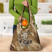 Buffalo Skull Native American Grocery Bag Tribal Symbols and Mountain Scene Great Herd and Plains Guardians - Wonder Print Shop