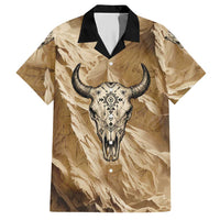 Buffalo Skull Native American Hawaiian Shirt Tribal Symbols and Mountain Scene Great Herd and Plains Guardians - Wonder Print Shop