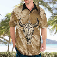 Buffalo Skull Native American Hawaiian Shirt Tribal Symbols and Mountain Scene Great Herd and Plains Guardians - Wonder Print Shop
