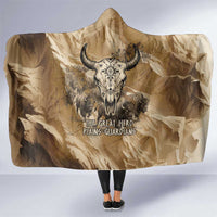 Buffalo Skull Native American Hooded Blanket Tribal Symbols and Mountain Scene Great Herd and Plains Guardians - Wonder Print Shop