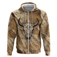 Buffalo Skull Native American Hoodie Tribal Symbols and Mountain Scene Great Herd and Plains Guardians - Wonder Print Shop